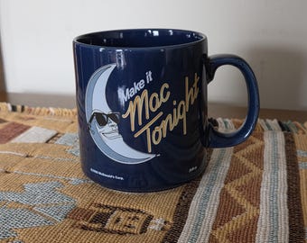 Very Cool & Vintage 1988 McDonald's 'Make It MAC TONIGHT' Ceramic Coffee/Tea/Cocoa Mug/Cup