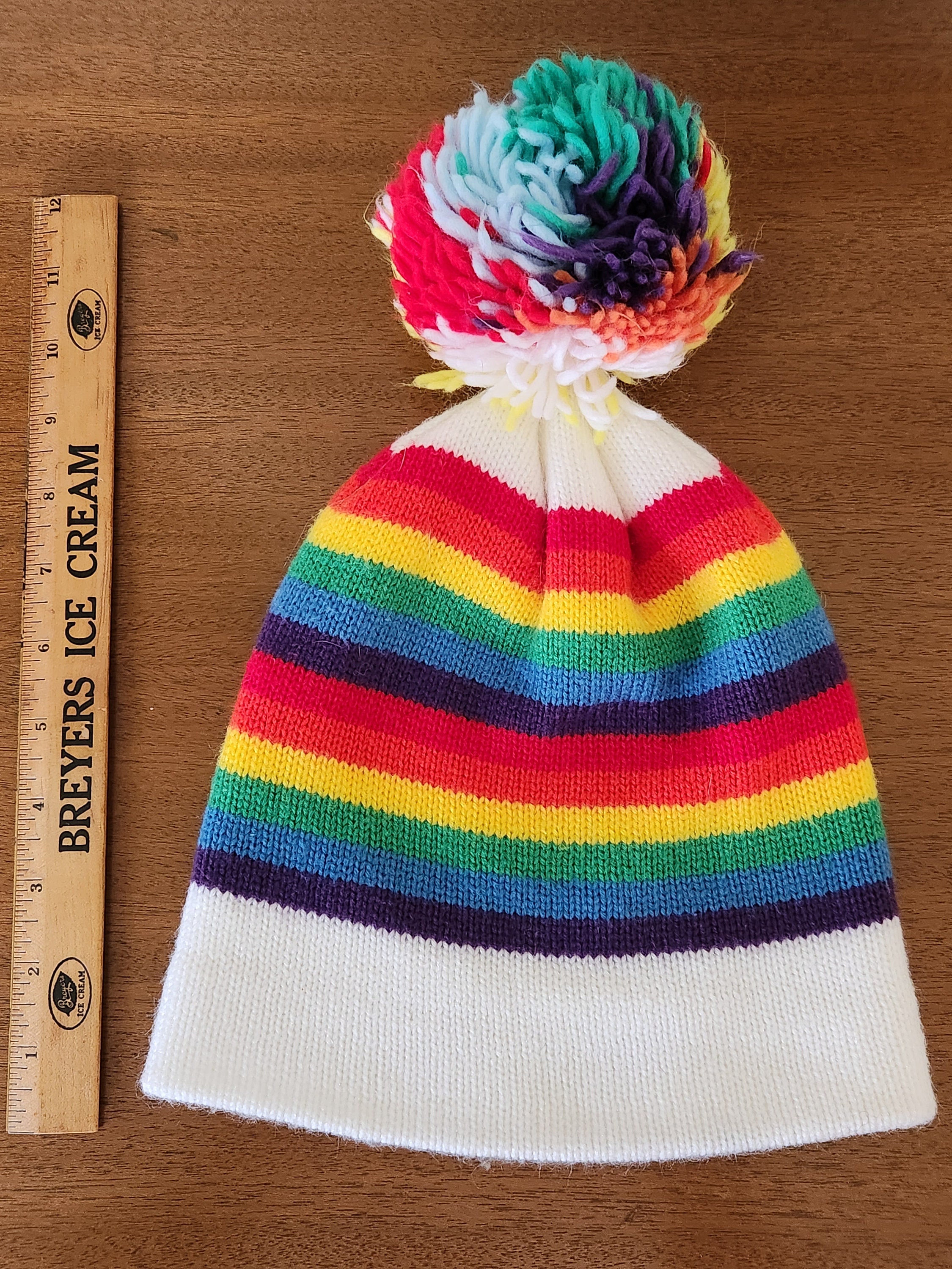 Vintage 90s Coldwater Creek Pastel Rainbow Knit Beanie ? Rainbow Beanie & Snood Set for Girls, Girls main image 4