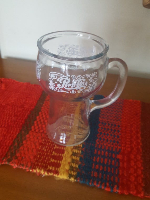 Vintage PEPSI COLA Glass Mug with Handle 16 oz.