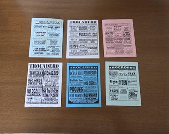 6 Awesome & Original TROCADERO THEATRE / Kyber Pass Pub Mailing List Show/Concerts Flyers / Set #1