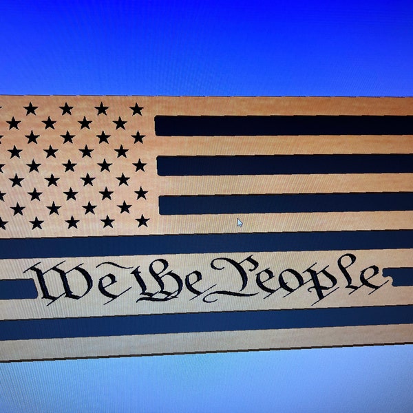 USA flag with We The People DXF, SVG Files, cnc, router, wood, carving, laser, cutting, file, cricket, project, gift, machine