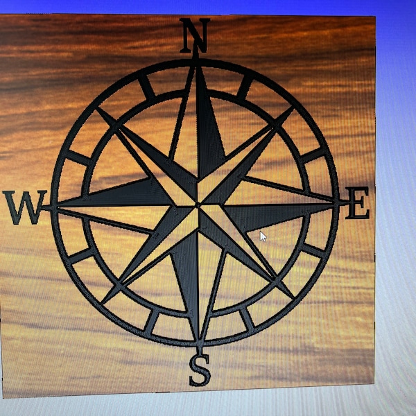 Nautical Compass cnc machine files. Contains 1 DXF and 1 SVG file of a nautical compass. Very clean file and super fast to make.