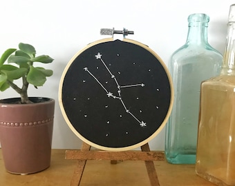 Embroidery Hoop Art | Taurus | Zodiac Signs | Constellations | Stars