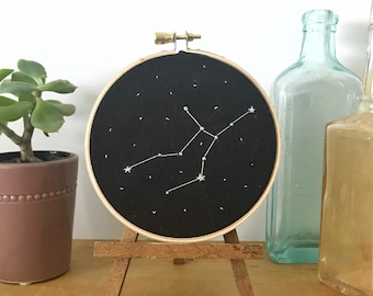 Embroidery Hoop Art | Virgo | Zodiac Signs | Constellations | Stars