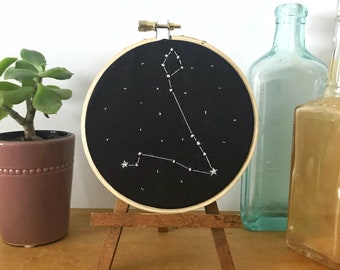 Embroidery Hoop Art | Pisces | Zodiac Signs | Constellations | Stars