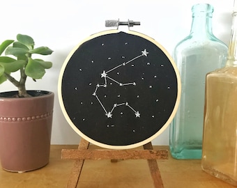 Embroidery Hoop Art | Aquarius | Zodiac Signs | Stars