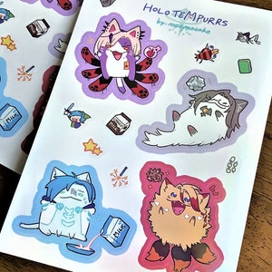 HoloTempurrs 4 x 6in A6 kiss cut holo sticker sheets Holostars Tempus Cats by meepancake