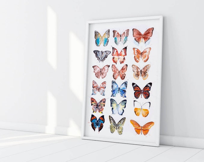 Butterfly Painting - Limited Edition Print of my Butterfly Watercolour - Modern Butterflies Wall Art Home Decor Gift