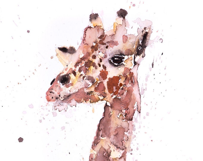 Giraffe No.2 - Signed Print of my original watercolour painting