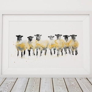 Sheep Painting Sheep Art - Hand Signed Limited Edition Sheep Print of my Original Sheep Watercolour Painting Sheep Wall Art