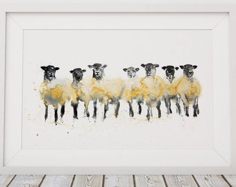 Sheep Painting Sheep Art - Hand Signed Limited Edition Sheep Print of my Original Sheep Watercolour Painting Sheep Wall Art