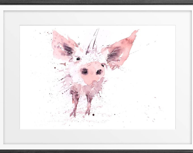 Pig Print Wall Art Watercolour Painting Farm Animal Abstract Modern Piglet Water Colour Painting Wall Decor Limited Edition Pig Print