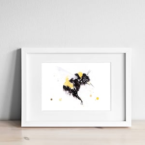 Bumble Bee Watercolor Watercolour Painting No.3 - Wall Art - Signed limited edition print of my original watercolor painting of a Bumble bee