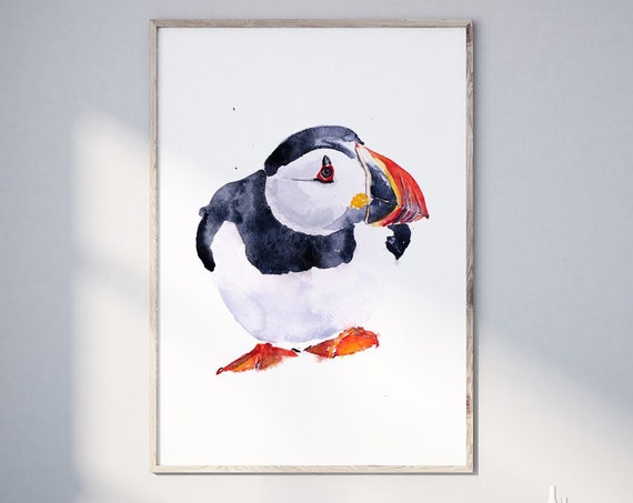 Hand Signed, Numbered and Embossed Puffin Painting -  Limited Edition Print of my Original Puffin Painting