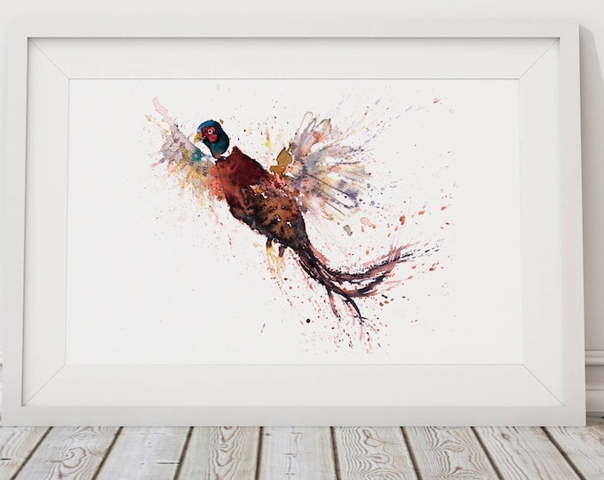 Pheasant Print Wall Art Watercolour Painting Wildlife Abstract Modern Pheasant Water Colour Painting Bird Wall Decor Limited Edition Print