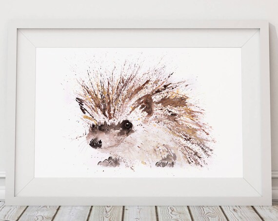 Mini Hedgehog - Limited Edition Signed Print of my original watercolour painting of a baby Hedgehog - Decorative wall art fine art print