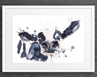 Cow Watercolor Watercolour Painting no.1 - Hand Signed limited Edition Print of my Original Painting - Cow Wall Art - Animal Art- Home Decor