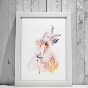 Hare Painting No.4 - Hand Signed Limited Edition Print from my Original Watercolour Painting of a Hare