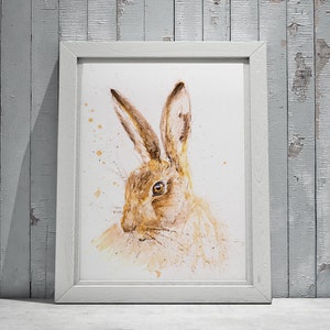 Hare Watercolour Painting - Hand Signed Limited Edition Print of my Hare painting