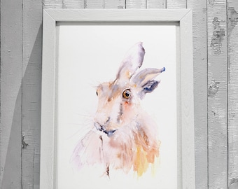 Hare Painting No.4 - Hand Signed Limited Edition Print from my Original Watercolour Painting of a Hare