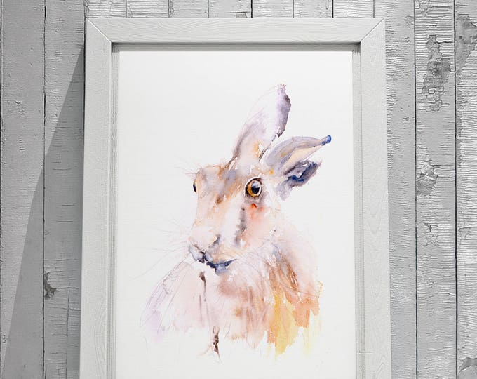 Hare Painting No.4 - Hand Signed Limited Edition Print from my Original Watercolour Painting of a Hare