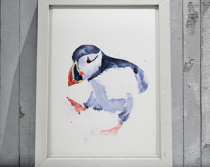 Puffin Painting Puffin Watercolour -  Puffin Wall Art  - Hand Signed, Numbered and Embossed Limited Edition Print of my Puffin Painting