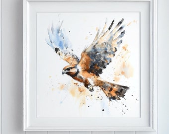 Sparrow Hawk Signed Print, Expressive Bird of Prey Painting of a Sparrow Haw, UK Wildlife Paintings, Art Prints, British Birds painting