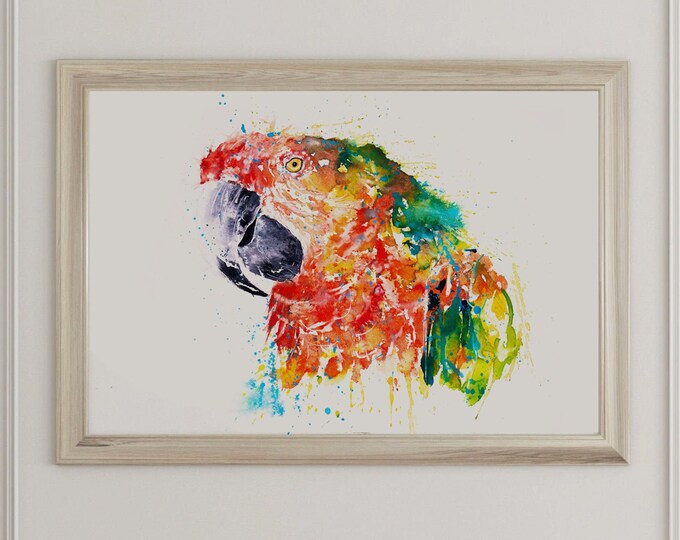 Parrot Watercolour Painting - Signed Limited Edition Print of my Original Abstract Parrot Watercolor painting - Wall Art