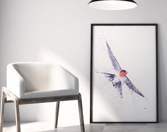 Swallow Painting - Swallow Watercolour Painting - Hand Signed Limited Edition Print of my Original Watercolour Painting of a Swallow