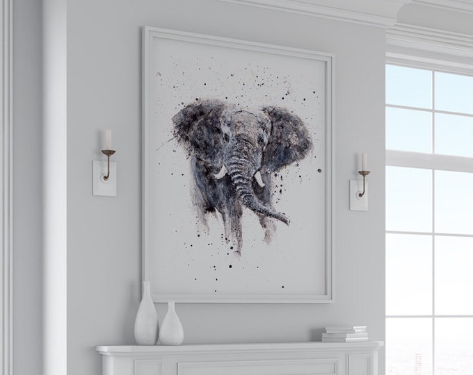 Elephant Painting - Elephant Watercolour - Hand Signed Dated and Numbered Limited Edition Print of my Original Watercolour living room art