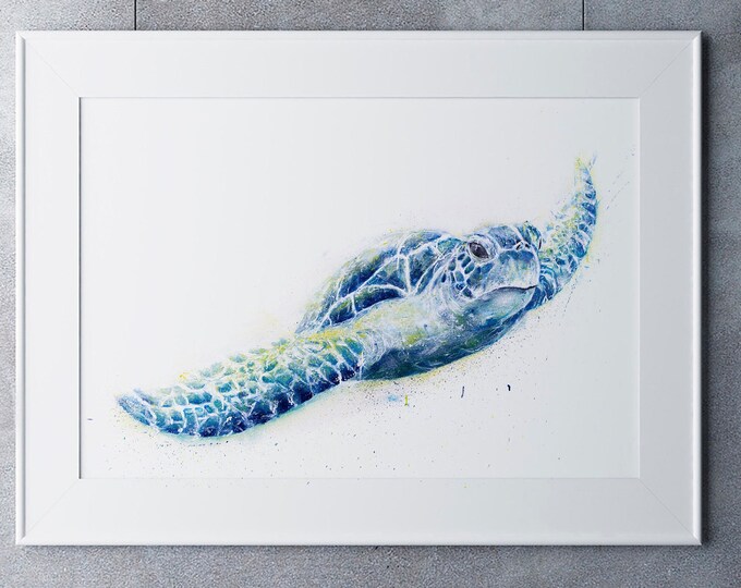 Oil painting - Sea Turtle painting - signed limited edition print of my original turtle oil painting