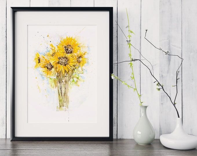 Sunflower Bunch - Signed limited Edition Print of my Original Watercolour Painting