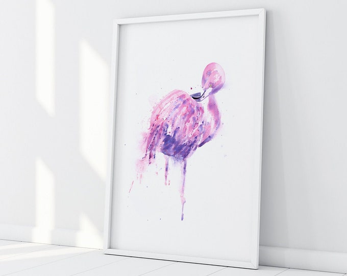 Flamingo Painting  - Flamingo Watercolour Print Hand Signed Limited Edition Print of my Original Abstract Pink Flamingo Watercolour Painting