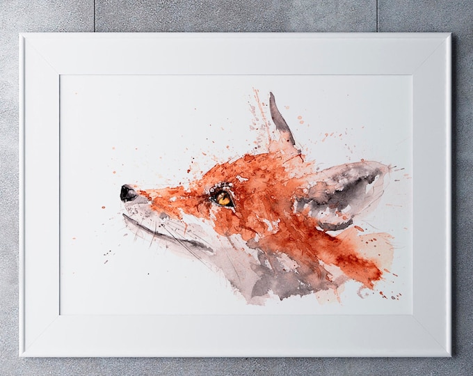 Fox Watercolor Painting - Fox Wall Art watercolour  Hand Signed Numbered Dated and Embossed Limited Edition Print of my Original painting