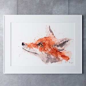 Fox Watercolor Painting - Fox Wall Art acquerello Firmato a mano Numerato Datato e goffrato Stampa in edizione limitata del mio dipinto originale