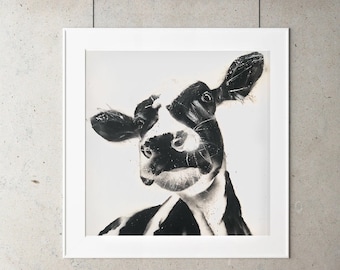 Street Art Cow Spray Painted Cow Graffiti Spray Painted Abstract Black & White Cow Hand Signed Limited Edition Print