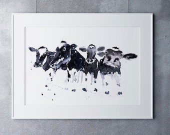 Cow Painting - Cow Watercolour Art - Hand Signed Limited Edition Print of my Original Watercolour Cow Painting.
