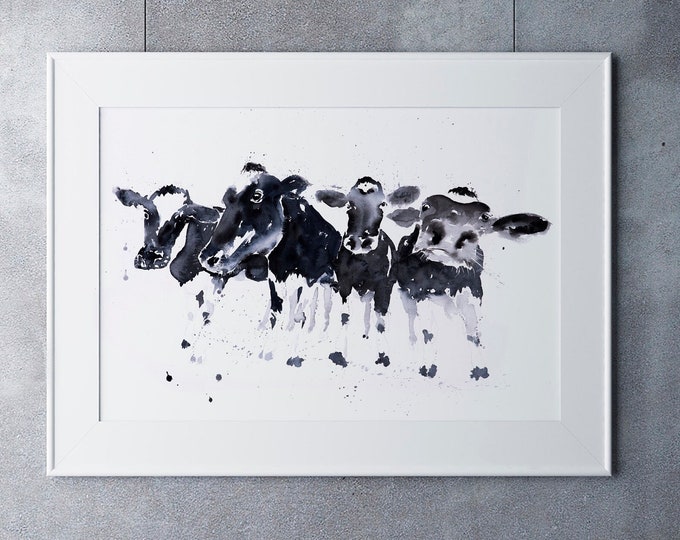 Cow Painting - Cow Watercolour Art - Hand Signed Limited Edition Print of my Original Watercolour Cow Painting.