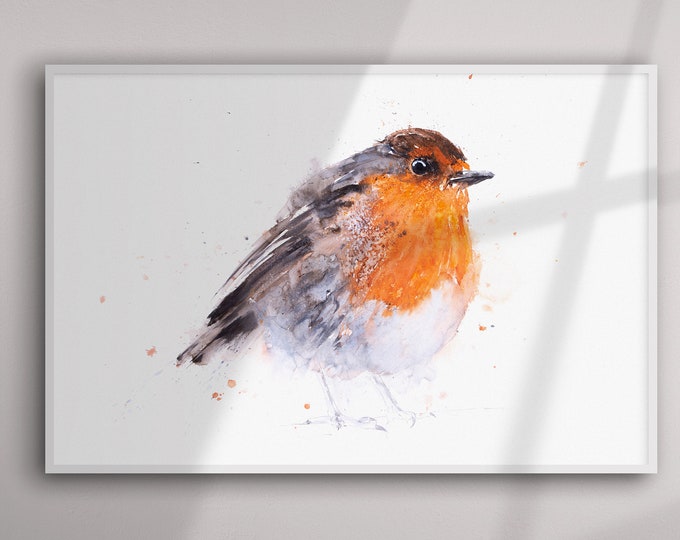 Robin Painting - Robin Watercolour Painting - Hand Signed Limited Edition Print of my Original Watercolour Painting of a Robin - Bird Art