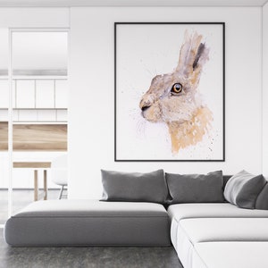 Hare Painting- Hand Signed Limited Edition Print - Living Room Art - From my Original Watercolour Painting of a Hare