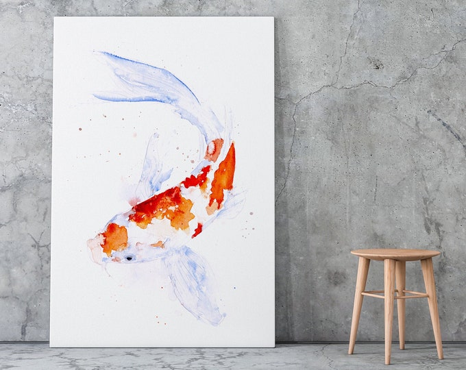 Koi Canvas Print - Hand Signed Canvas Wall Art from Watercolour Painting