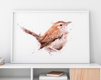 Wren Painting - Wren Watercolour Painting - Hand Signed Limited Edition Print of my Original Watercolour Painting of a Wren-  Bird Art