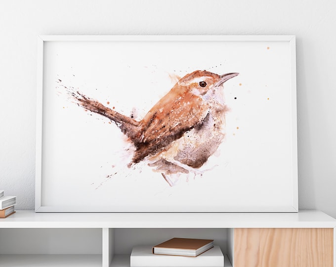 Wren Painting - Wren Watercolour Painting - Hand Signed Limited Edition Print of my Original Watercolour Painting of a Wren-  Bird Art