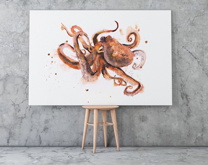 Octopus Canvas Print - Hand Signed Octopus Canvas Living Room Wall Art