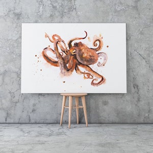 Octopus Canvas Print -  Octopus Wall Art - Watercolour Painting of my Original Abstract Octopus Painting Watercolour Home decor