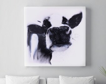Cow oil painting - Beautiful canvas print of my original cow painting.  with love.