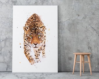 Jaguar Canvas print -  by Syman Kaye - Jaguar Wall Art Watercolour Painting of my Original Living Room Art Jaguar Painting