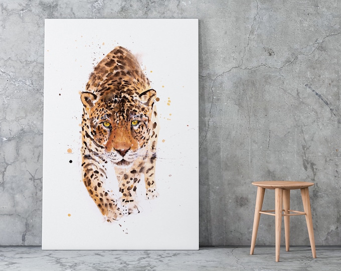 Jaguar Canvas print - Hand signed by Syman Kaye - Jaguar Wall Art Watercolour Painting of my Original Living Room Art Jaguar Painting