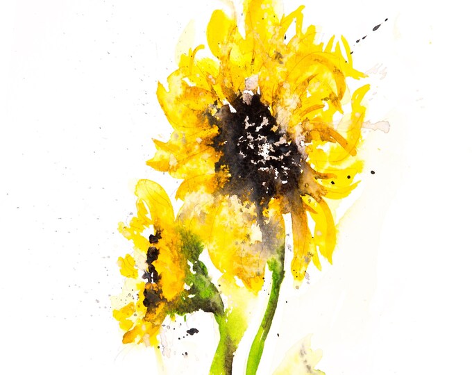 Sunflower Painting - Signed, Dated, Numbered and Embossed Limited Edition Print of my Sunflower Watercolour Painting - Sunflower Wall Art