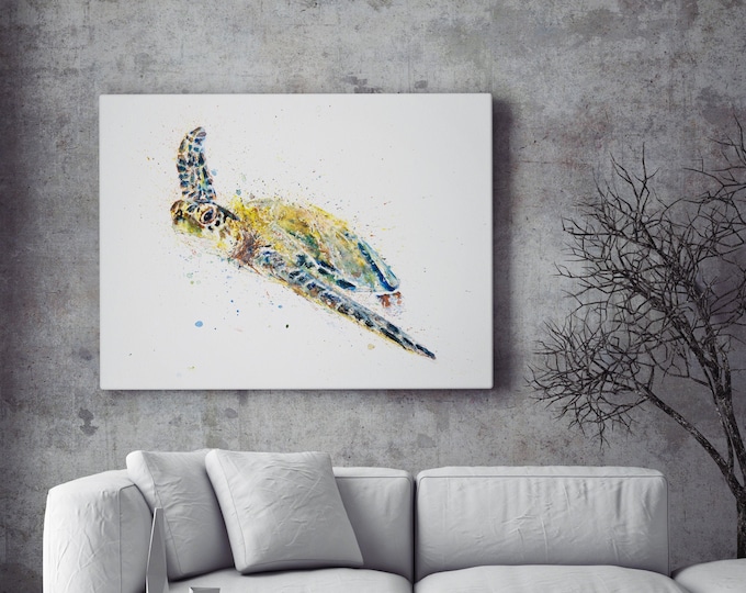Turtle Canvas Print - Hand signed Abstract Watercolour Painting of a turtle